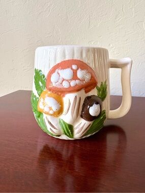 Vintage 1970s Arnels Mushroom Coffee Mug Cup Cottage Handmade Ceramic 70s Mcm